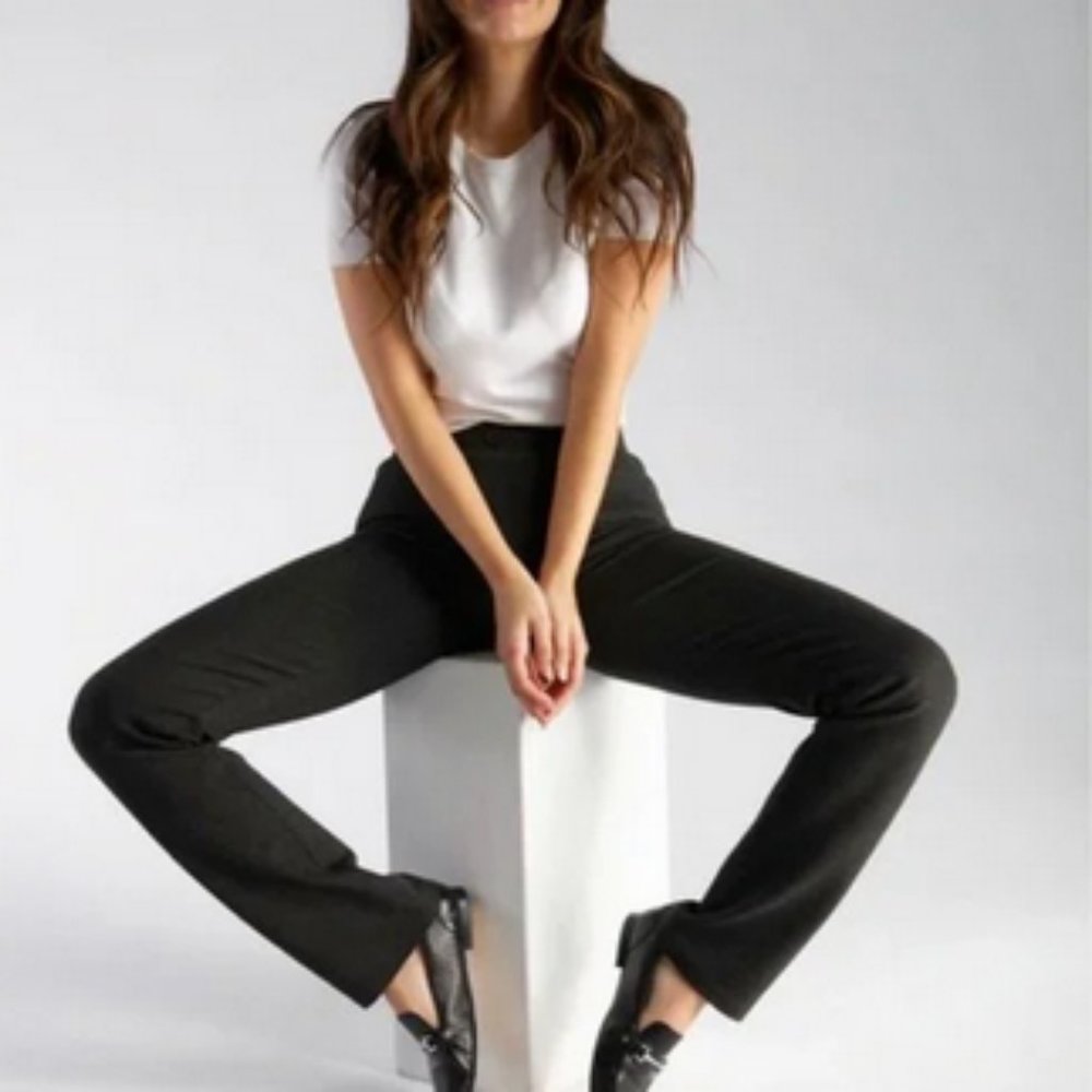 Betabrand Dress Pant Yoga Pants Straight-Leg Size Large Black